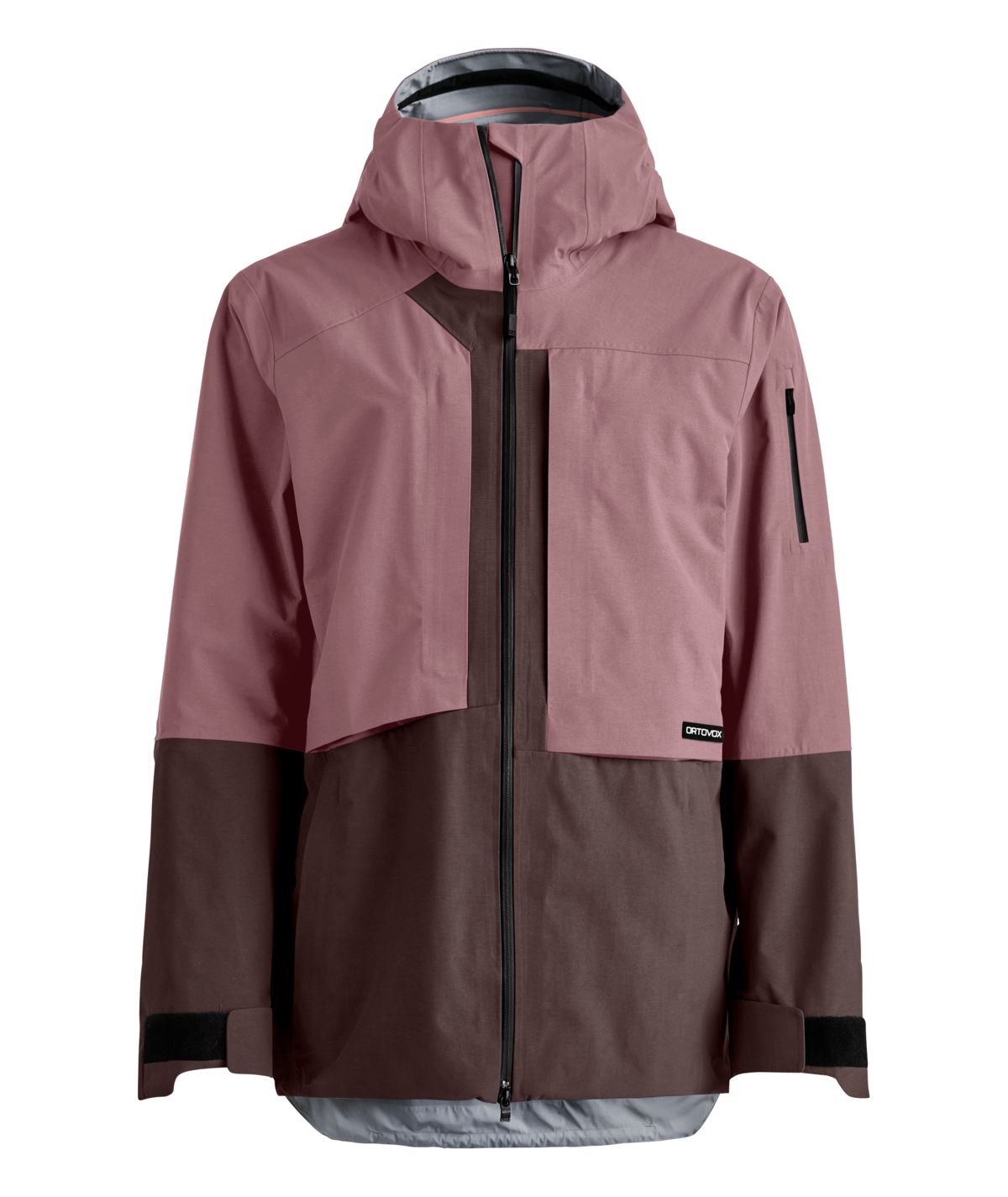 Dusk rose pink and brown ortovox ski shell jacket plus