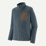 Two tone blue and brown fleece jacket, wind resistant 