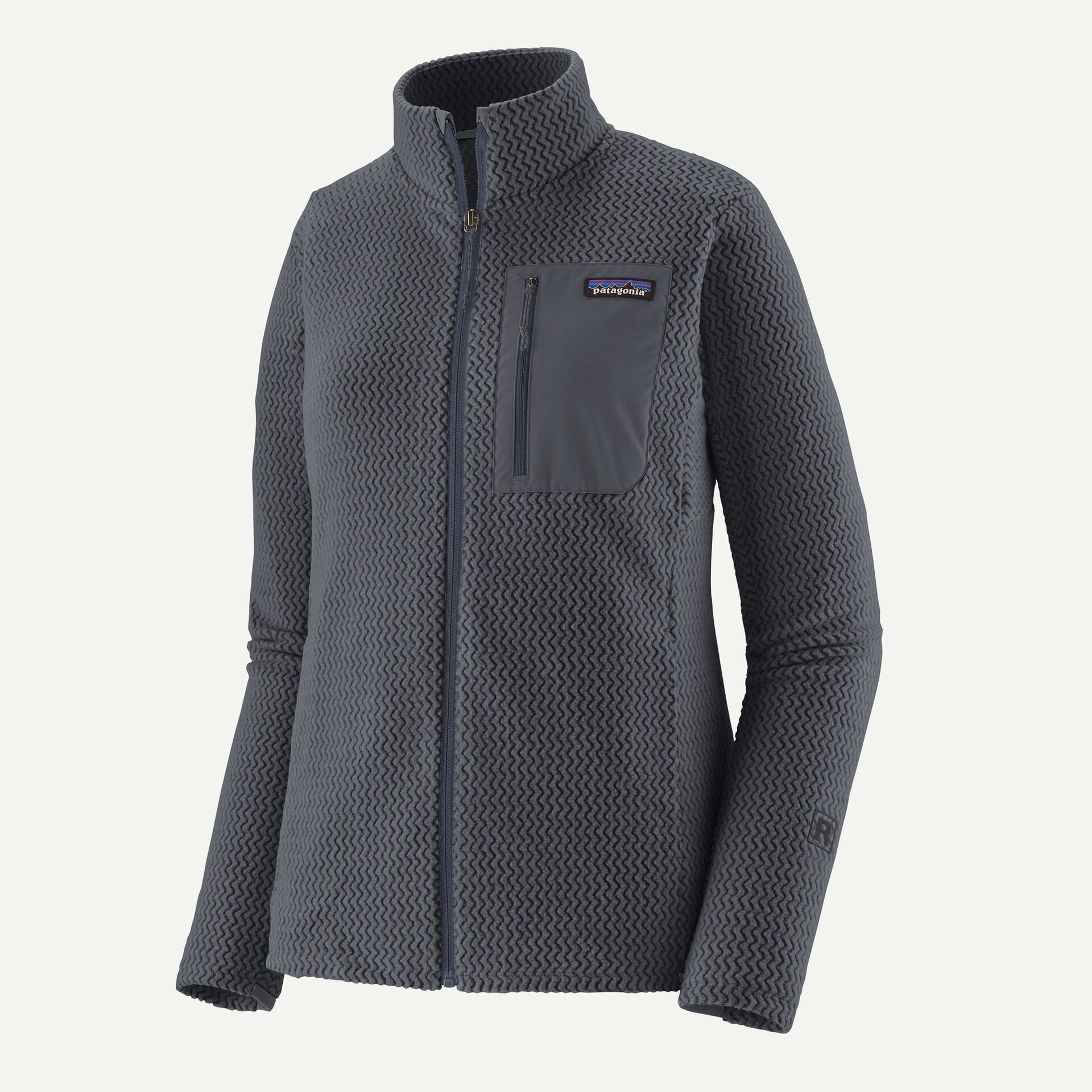 Grey-blue fleece zip up strong fabric