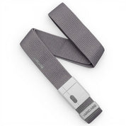 Gray belt with a white buckle on a white background