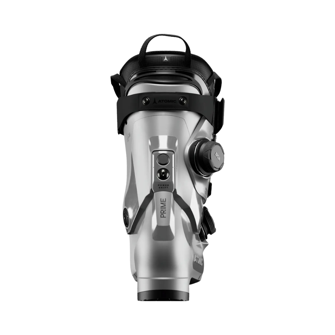Rear view of Atomic Hawx Prime 120 S Dual Boa ski boots highlighting power shift feature