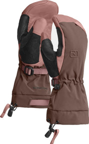 Two tone maroon and brown ski mitt