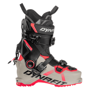 Lightweight 2027 Dynafit Seven Summits Womens Ski Touring boot, brown and red shell, designed for backcountry skiing. Side View.