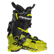 Lightweight 2027 Dynafit Radical Pro Ski Touring boot, yellow lower shell, designed for backcountry skiing. Side View.