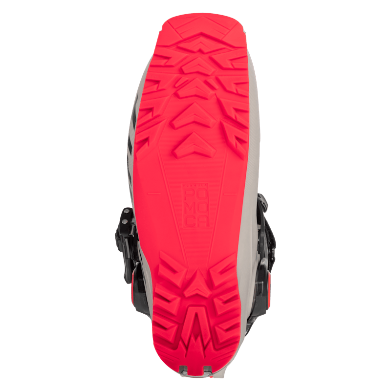 Lightweight 2027 Dynafit Seven Summits Womens Ski Touring boot, pomoca sole, designed for backcountry skiing. bottom View.