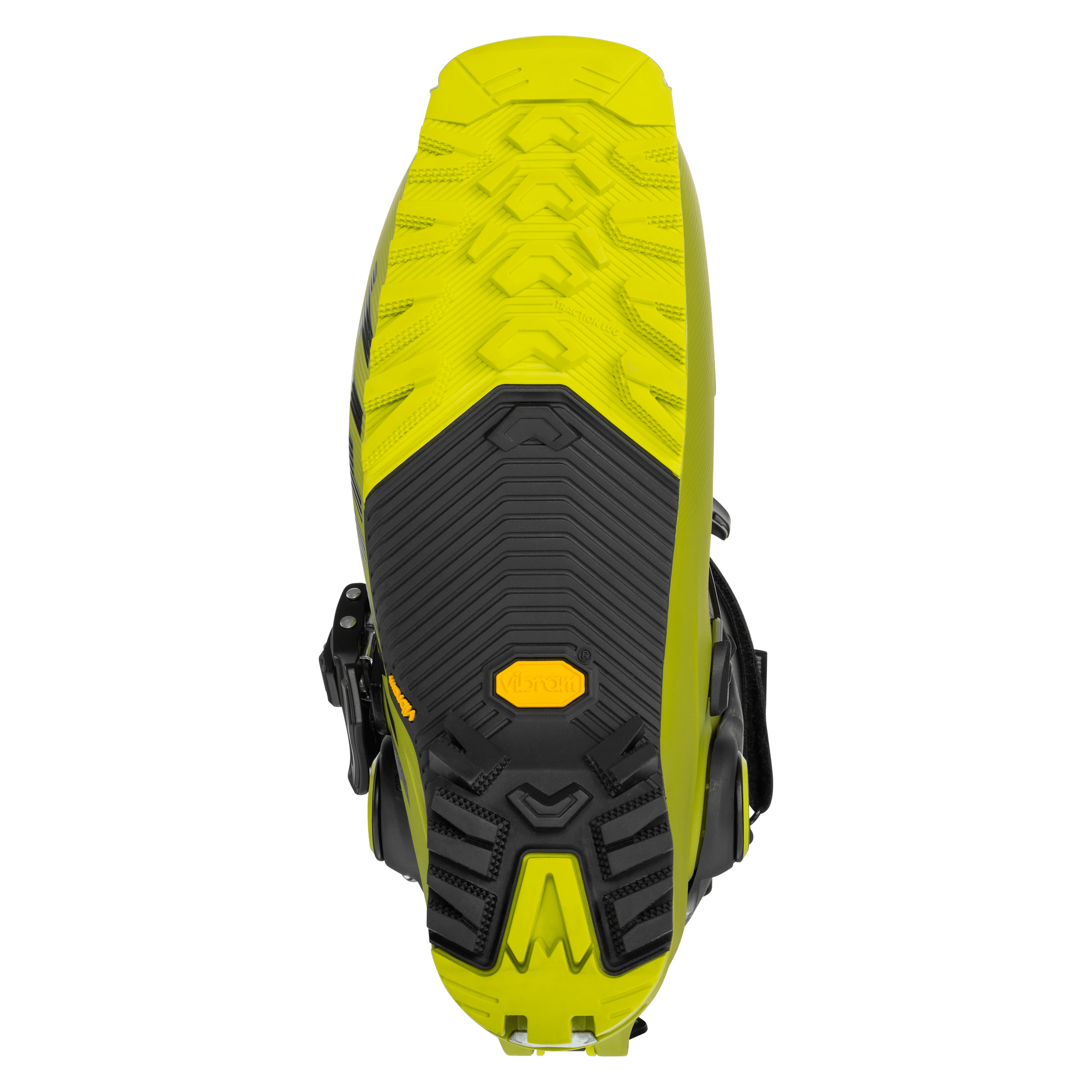 Lightweight 2027 Dynafit Radical Pro Ski Touring boot, Vibram Sole, designed for backcountry skiing. bottom View.
