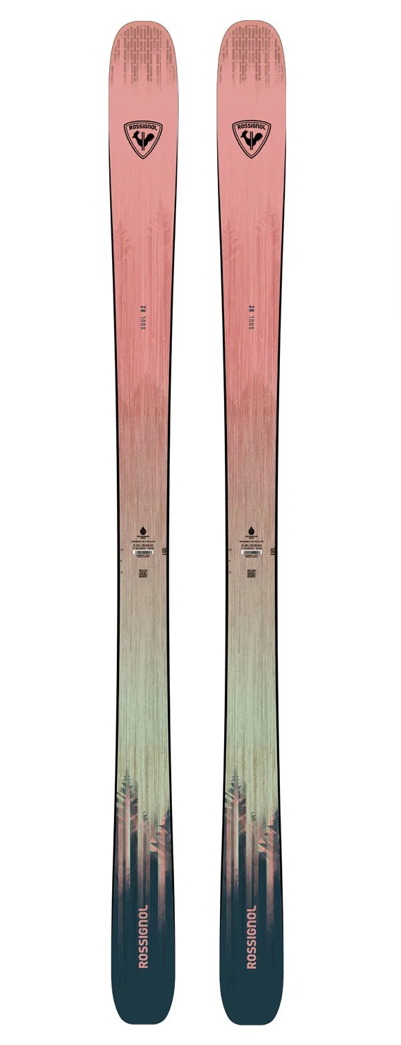 Rossignol ski with gradient design on a white background